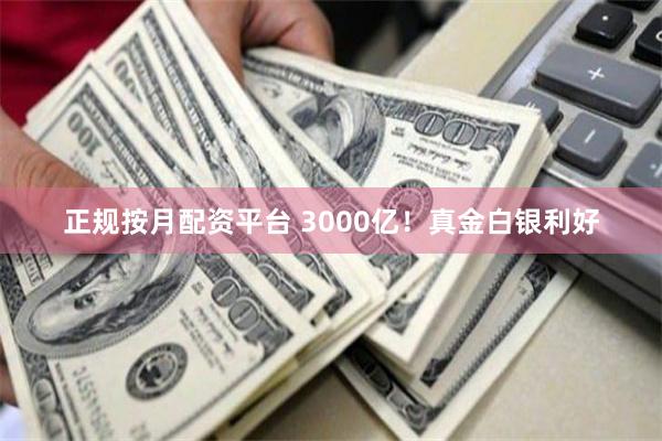 正规按月配资平台 3000亿！真金白银利好